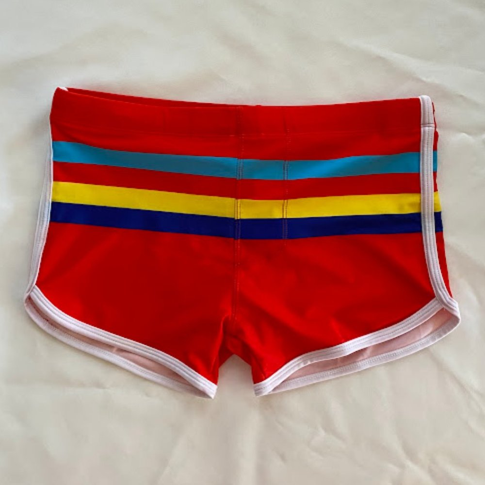 Men's New Sports Color Striped Boxer Shorts Swimming Beach Shorts - Picture 7 of 8